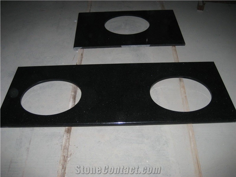 Engineered Black Galaxy Granite Kitchen Bar Tops