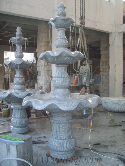 Hand Carving Houses Granite Stone Water Fountain
