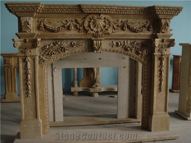 Handcarved 100% Natural Stone Fireplace Insert