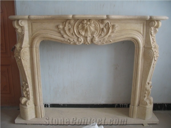 Handcarved Sculptured Fireplace Modern Style