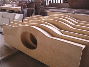 Polished Stone Suuny Marble Bathroom Vanity Tops