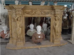 Popular French Style Natural Stone Fireplace