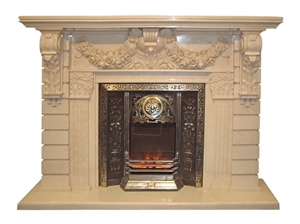 Simple White Stone Fireplace Hearth Customized