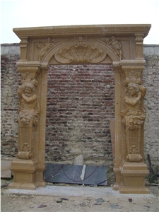 Yellow Stone Fireplace Mantel with High Quality