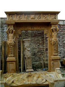 Yellow Stone Fireplace Mantel with High Quality