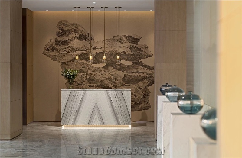 Altius Marble Bookmatch Reception Countertops
