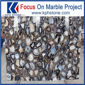 Black Agate Semiprecious Stone Slab