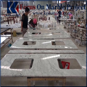 Custom Cararra White Marble Bathroom Vanitytops