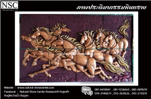 Sculptured Sandstone Bas Relief