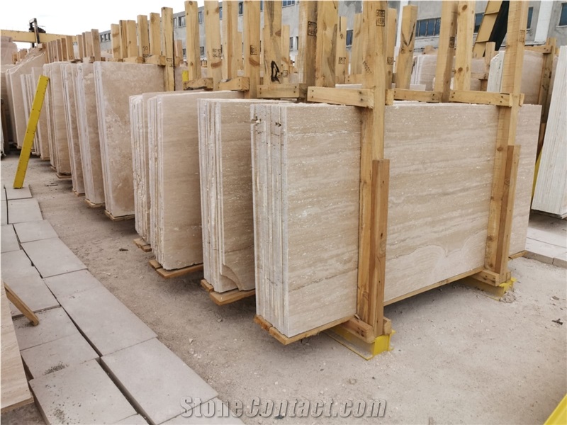 Light Travertine Vein Cut Slabs