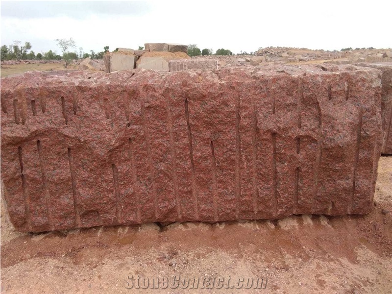 Ilkal Red Granite Block, India Red Granite