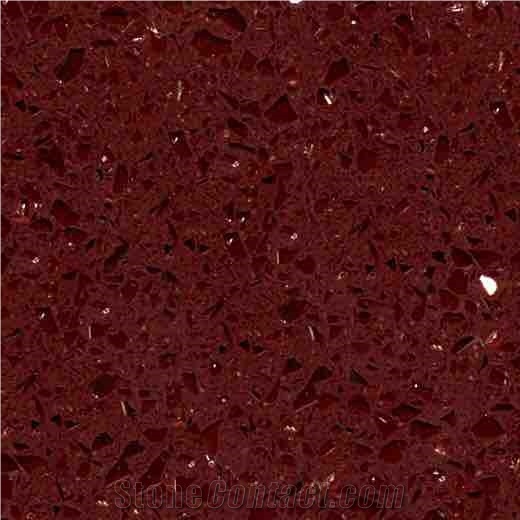 Quartz Slabs, Maroon Color, Polished