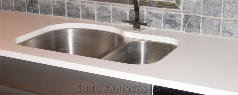 White Pebble Eos Livonia Solid Surface Kitchen Top