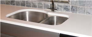 White Pebble Eos Livonia Solid Surface Kitchen Top