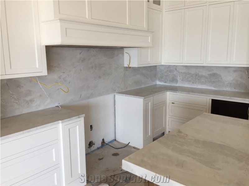 Quartzite Kitchen Countertops, Mitered Island Edge