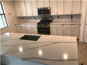 White Quartz Kitchen Island Top