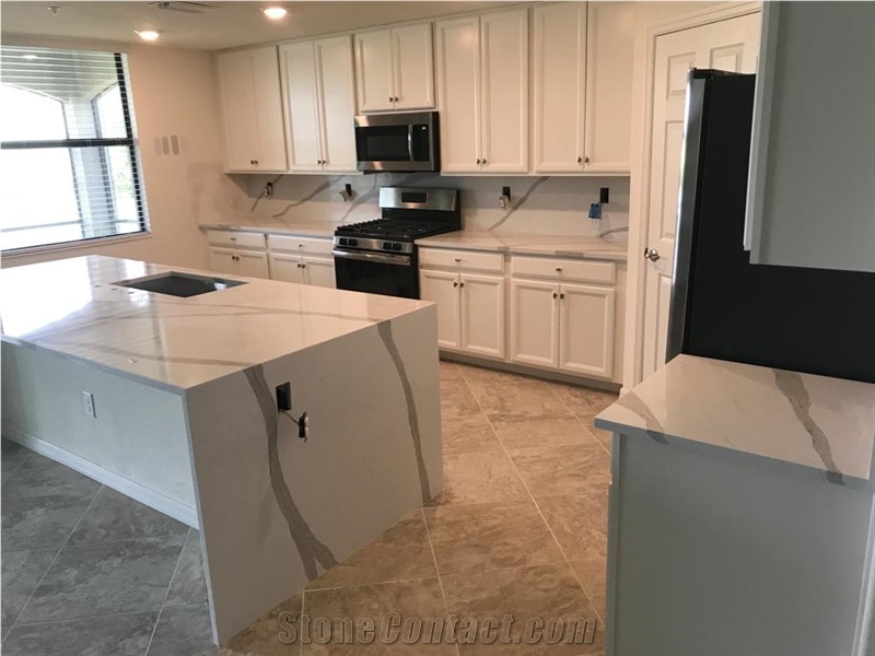 White Quartz Kitchen Island Top
