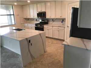 White Quartz Kitchen Island Top