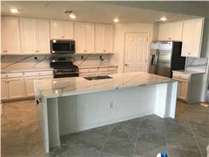 White Quartz Kitchen Island Top