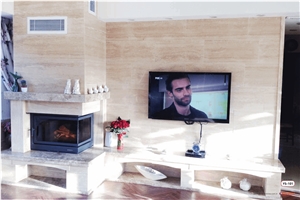 Beige Marble Stone Fireplace