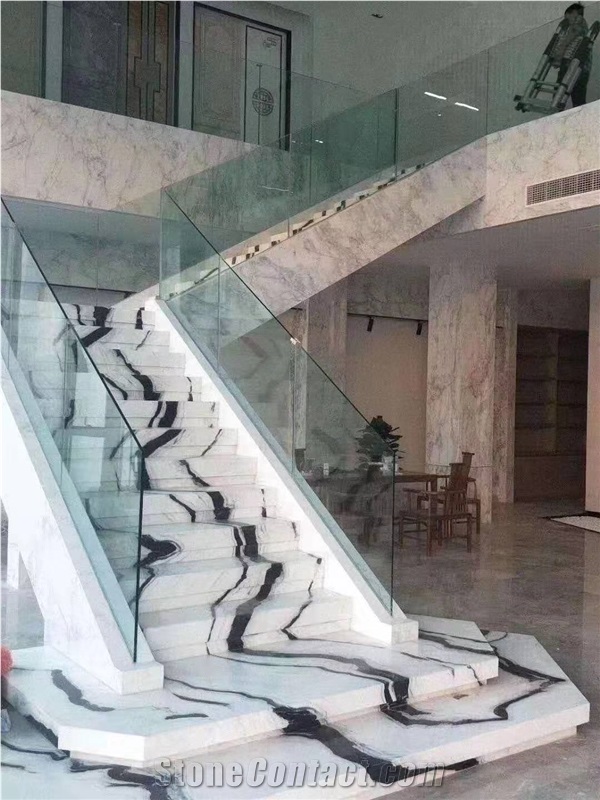 China Panda White Marble Stairs,Interior Floor Step
