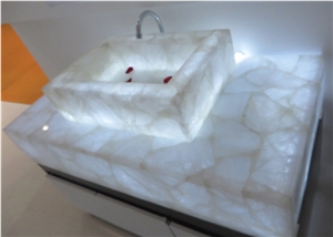 Translucent White Semiprecious Stone Vanity Top