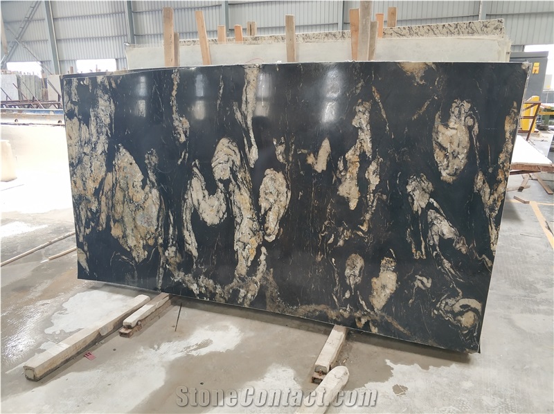Beautiful Black Titanium Granite Slab