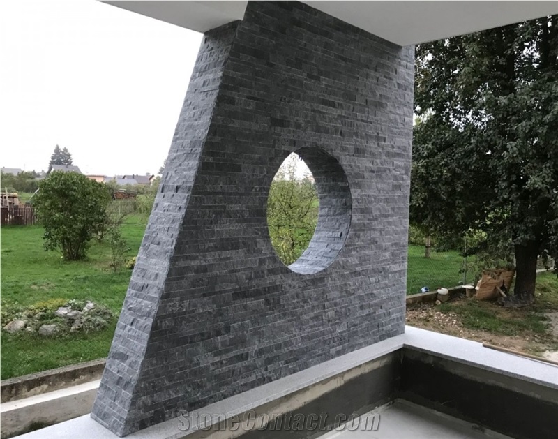 Free Length Splitface Black Marble, Dark Blue, Grey Marble Ledge Stone