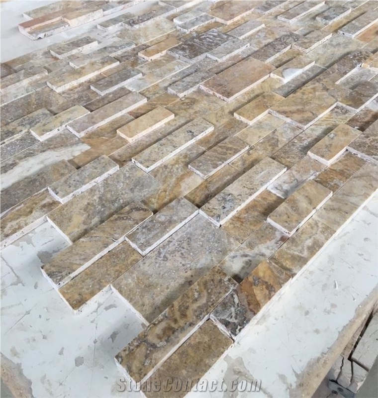 Scabos Travertine Ledge Stone Cubic Panel, 2d