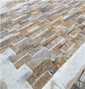 Scabos Travertine Ledge Stone Cubic Panel, 2d