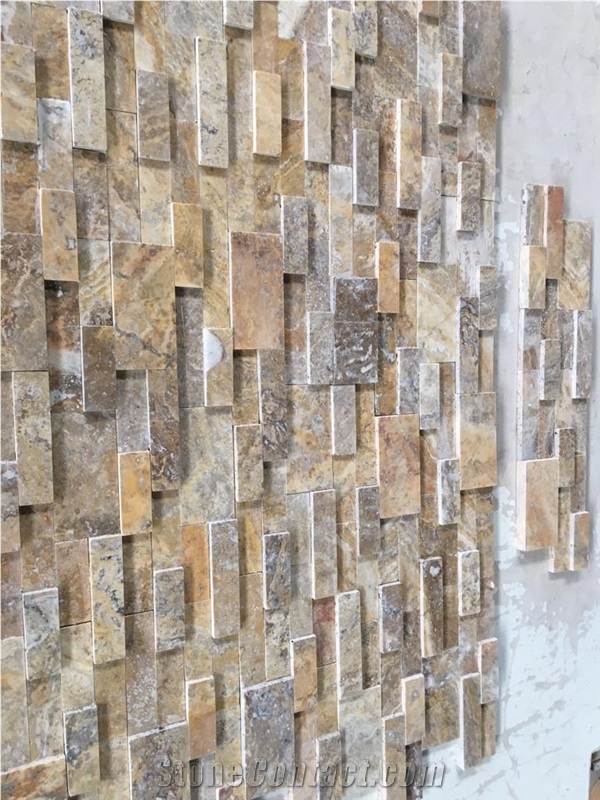 Scabos Travertine Ledge Stone Cubic Panel, 2d