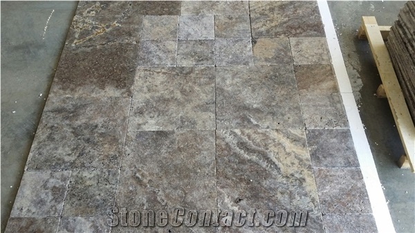Silver Travertine,Tumbled French Pattern Set,Tiles