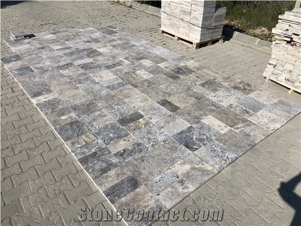 Silver Travertine,Tumbled French Pattern Set,Tiles