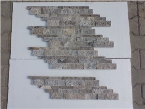 Silver Travertine Z Panel, Split Face Panel, 7x21
