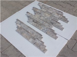 Silver Travertine Z Panel, Split Face Panel, 7x21