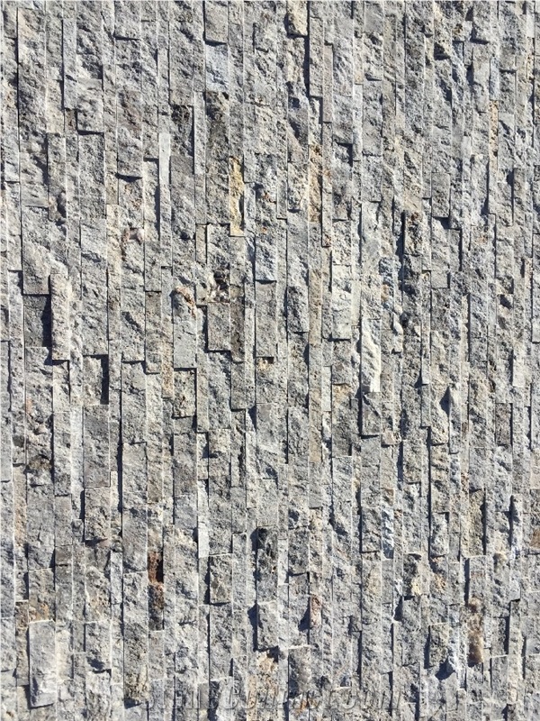 Silver Travertine Z Panel, Split Face Panel, 7x21