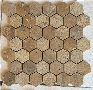 Yellow Travertine Hexagon Mosaic