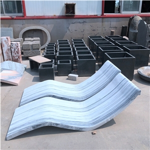 L160cm Garden Stone Bench Relaxing Marble Recliner