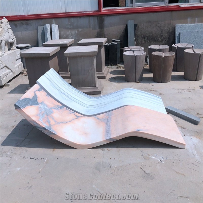 L160cm Garden Stone Bench Relaxing Marble Recliner