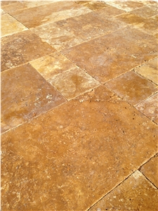 Gold Travertine Tile Tumbled,Turkey Travertine