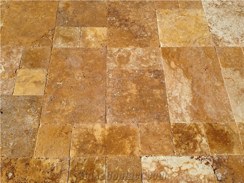 Gold Travertine Tile Tumbled,Turkey Travertine