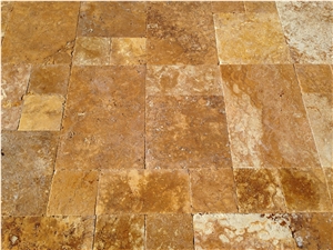 Gold Travertine Tile Tumbled,Turkey Travertine