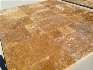 Gold Travertine Tile Tumbled,Turkey Travertine