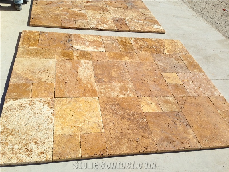 Gold Travertine Tile Tumbled,Turkey Travertine
