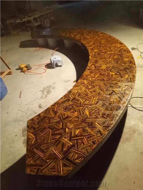 Semi Precious Stone Yellow Tiger Eye Tabletop