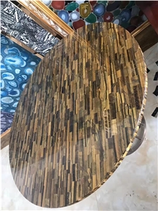 Semi Precious Stone Yellow Tiger Eye Tabletop