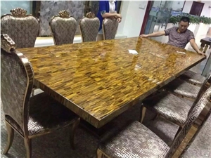 Semi Precious Stone Yellow Tiger Eye Tabletop