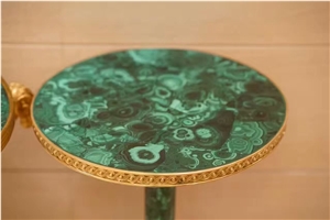 Semiprecious Stone Malachite Side Table