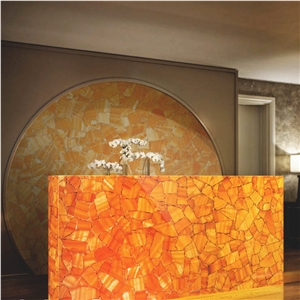 Backlit Crystal Orange Semiprecious Stone Agate