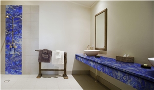 Blue Color Stone Lapis Lazuli Bathrub Surround